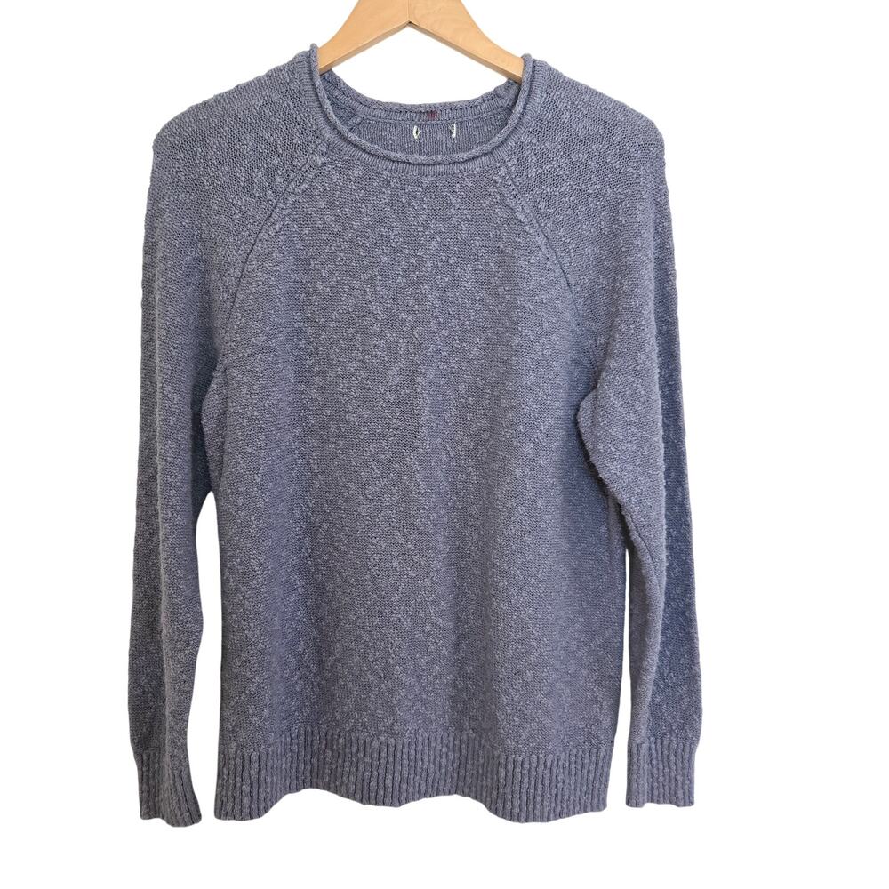 L.L. Bean Periwinkle Blue Cotton Knit Textured Crewneck Sweater Size M